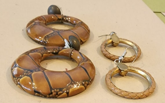 Vintage, 2 pairs of loop, dangle earrings - image 4