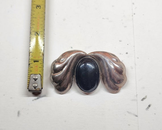 Vintage black bead, sterling heavy, chunky, art d… - image 9