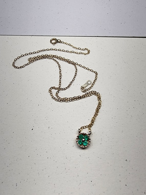Vintage, shamrock style, sterling pendant necklace - image 3