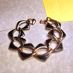 Vintage  gold tone and clear rhinestone link, bracelet