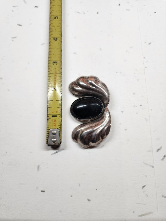 Vintage black bead, sterling heavy, chunky, art d… - image 2