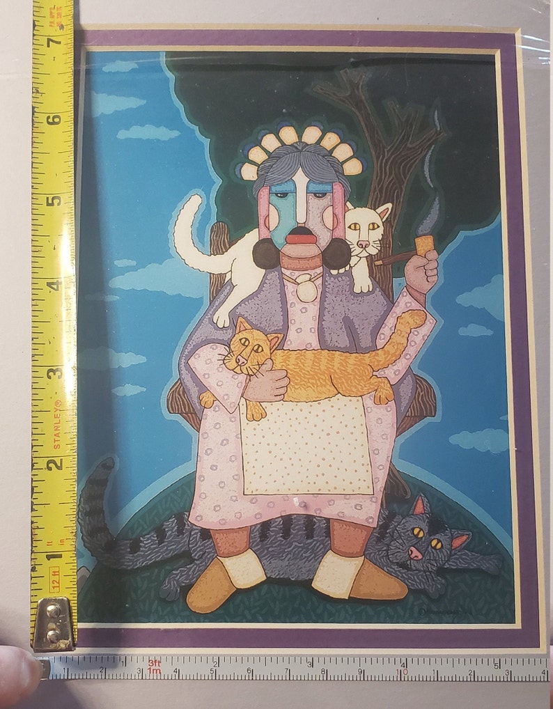 Cherokee Cat Lady by Jesse T print Native American Hummingbird Vintage