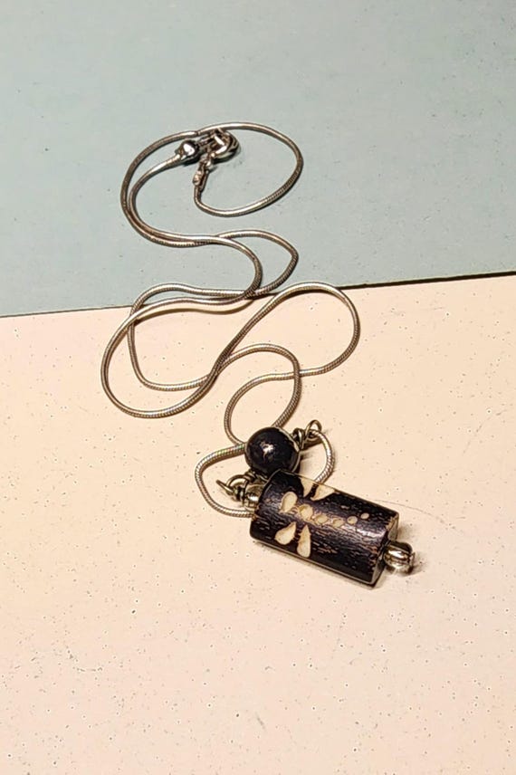 Vintage rectangular etched dragonfly design penda… - image 1