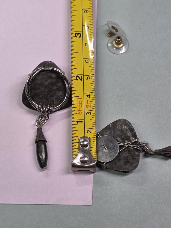 Vintage triangular geometric  silver, black and d… - image 10