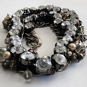 Vintage, unusual, chain and rhinestone, chunky, heavy necklace