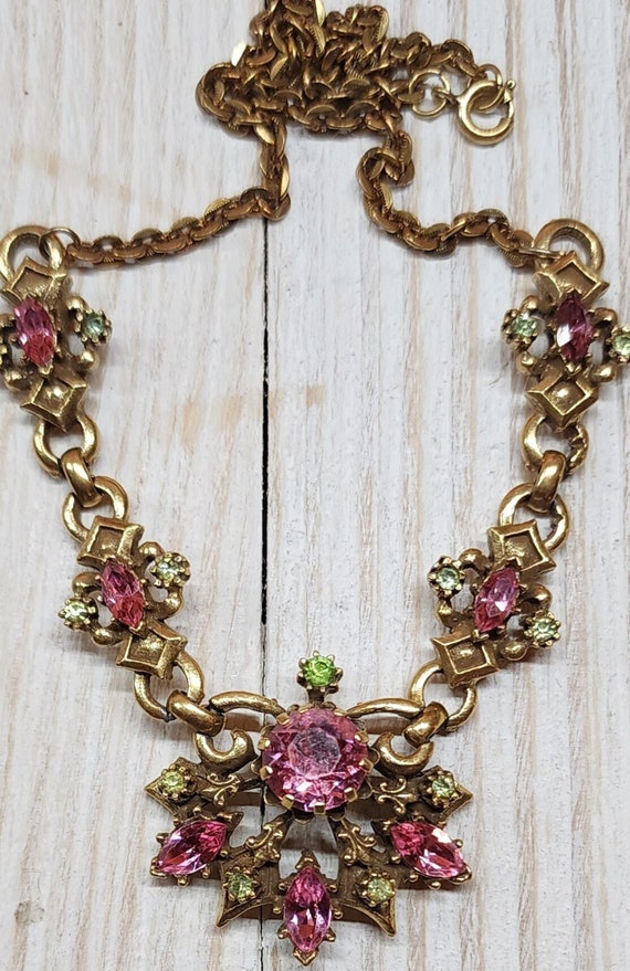 Vintage, Coro, rhinestone crystal collar, necklace
