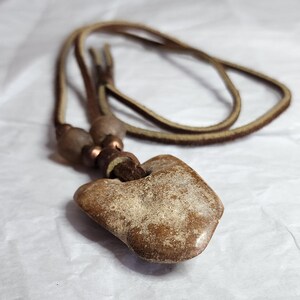 Vintage leather and stone pendant necklace