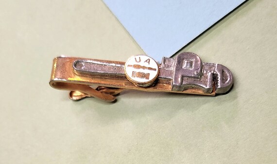 Vintage, UA plumbers, wrench tie clip, service ti… - image 1