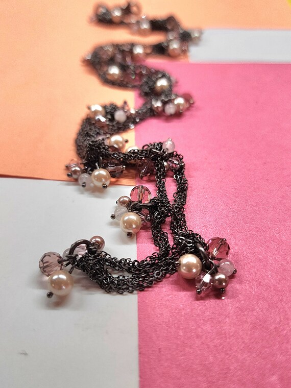 Vintage, black chain, long beaded, costume jewelr… - image 5