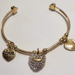 Vintage, heart, cuff style brac