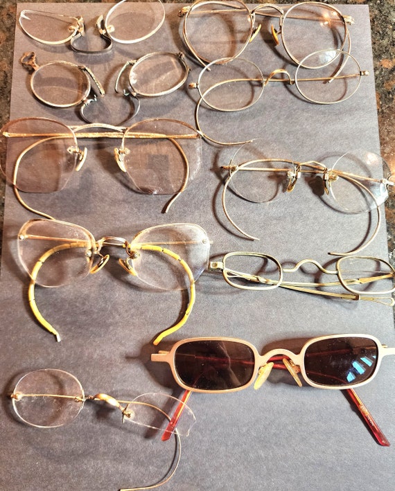 Antique and Vintage lot of 9 pairs of eye glasses 