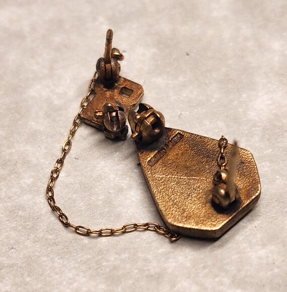 Vintage '64 RHS graduation gold tone lapel chain pin View 5