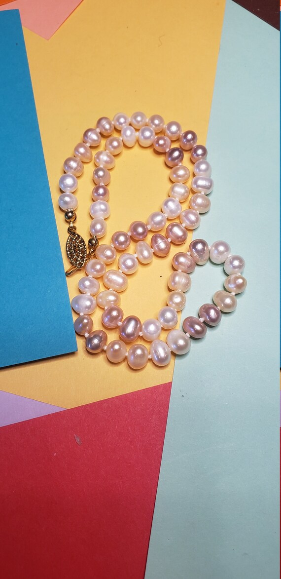 Vintage, real pearl, pink, lavendar, cream colore… - image 7