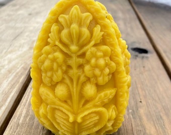 Handcrafted Carved Egg Beeswax Candle, Easter egg candle