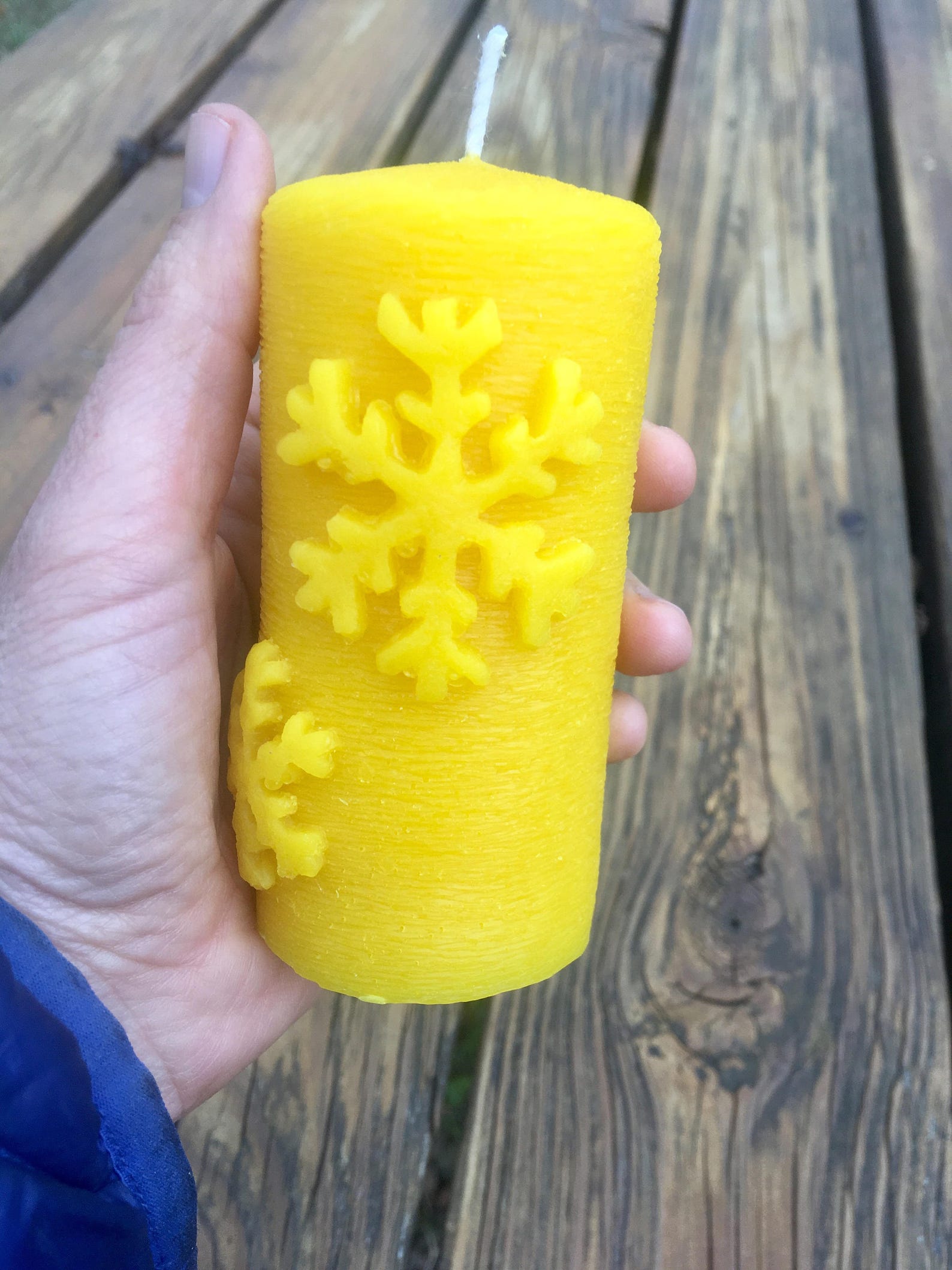 Pure Beeswax Candle 100 Beeswax Pillar Candle Snowflake Etsy