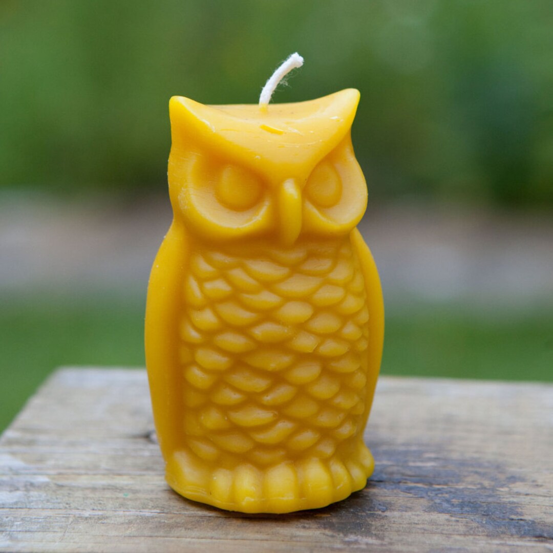 Beeswax Owl Candle, Handmade From 100% Pure Beeswax. 6+ Hours Burn Time ...