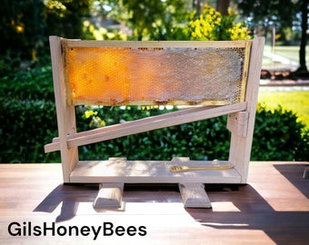Handmade Red Oak Honeycomb Frame Display Stand: Food-Safe Finish