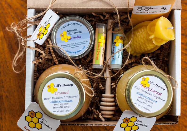 Raw honey gift basket pure beeswax candle beeswax skin Etsy
