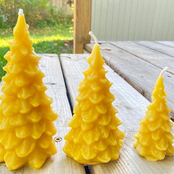 Christmas tree candles, evergreen candles, spruce candles, 100% pure beeswax
