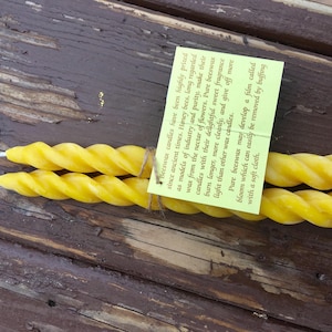 Handmade Beeswax Spiral Taper Candles - 8 Inch, Natural Scent (Set of 2)