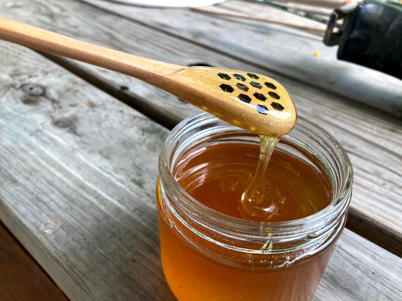 Honey Dipper With Pattern Wooden Honey Dipper Wood Etsy