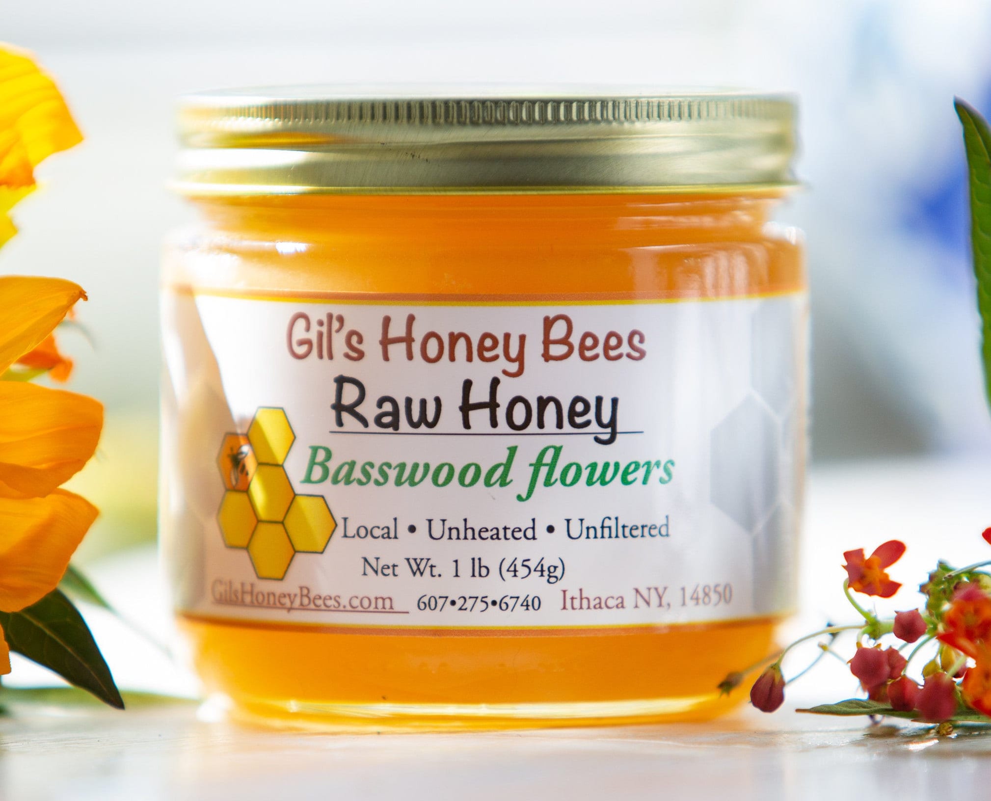 Raw Basswood Honey (Linden Honey), Light Summer Varietal, Delicate Floral Flavor, Finger Lakes NY Gourmet Honey