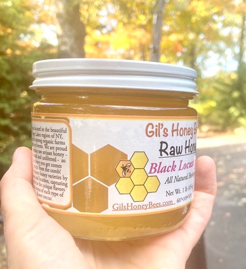 Raw Black Locust honey 1 lb honey jar unheated and unfiltered pure raw varietal honey from Ithaca New York image 3