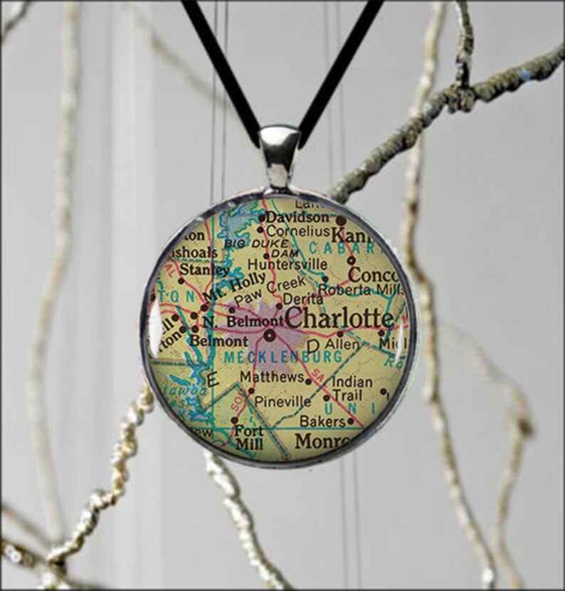 Charlotte North Carolina State Map Necklace USA Custom