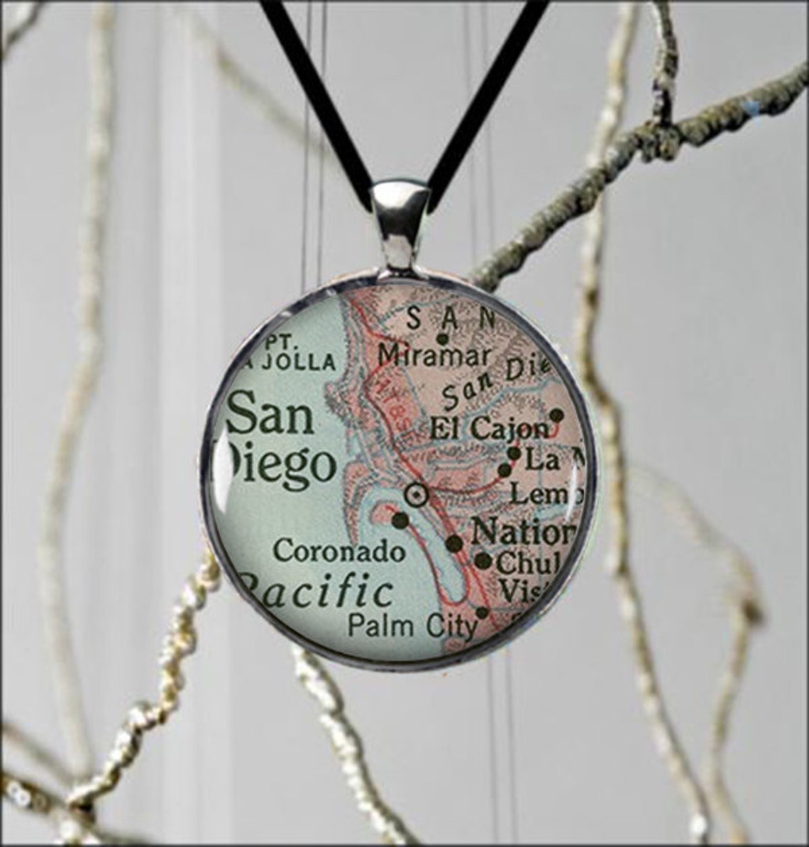 San Diego California State Map Necklace USA Custom Jewelry Etsy