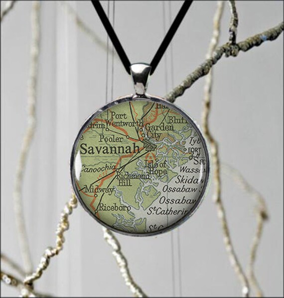 Savannah Locket Necklace map jewelry Georgia map Locket Pendant Charming Locket Necklace Savannah Savannah map Locket Necklace Savannah Locket Pendant