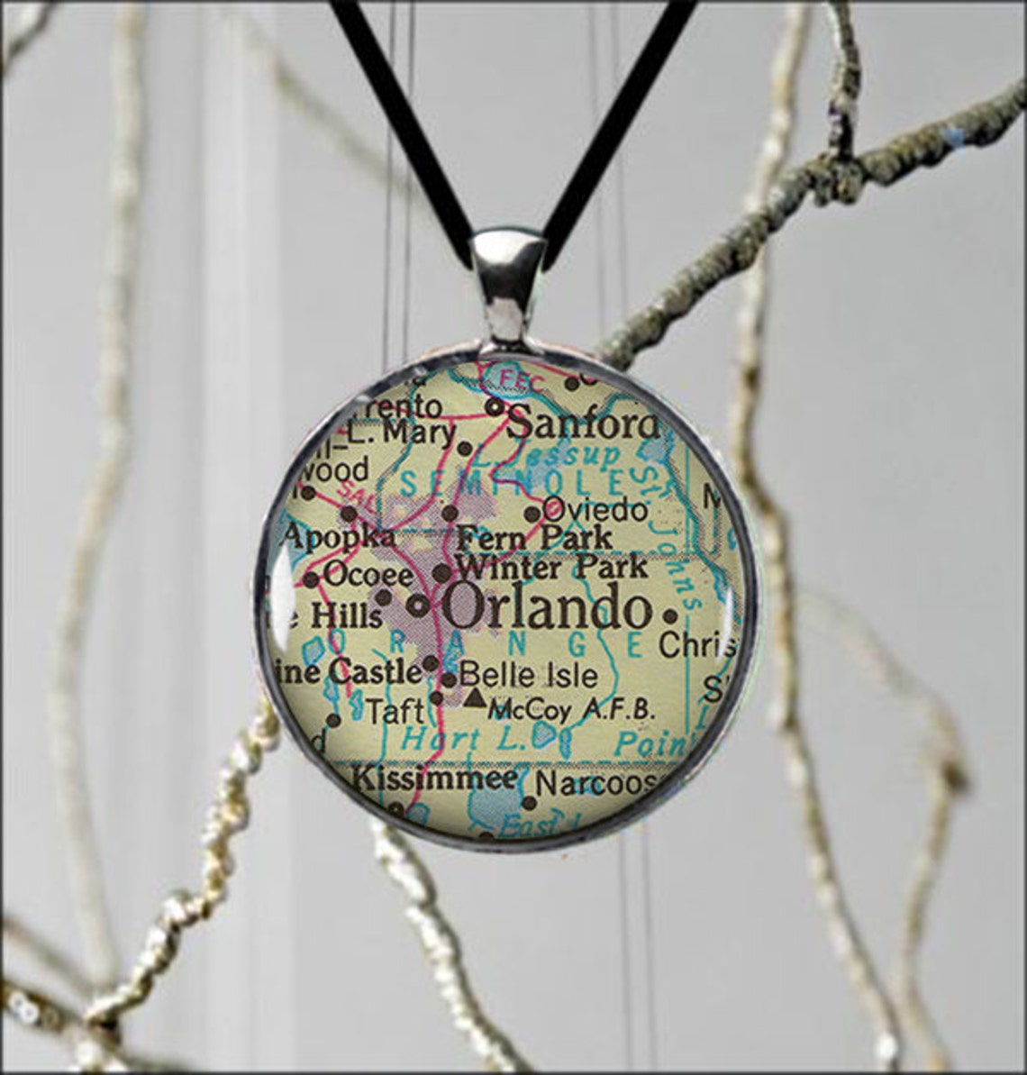 Orlando Florida State Map Necklace USA Custom Jewelry Etsy