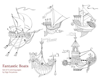 Fantastic Boats Coloring Sheets for Birthday Parties, School, Homeschool, Kids' Coloring Pages, Art Activities, Summer Activity Pages