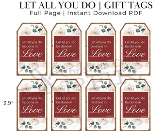 1 Cor 16:14, Valentines Day Gift Tags Download, Holiday Gift Tags Printable, Digital Download, Printable Gift Tag, Instant Download
