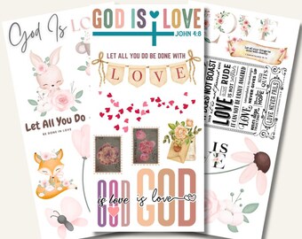God Is Love | Baby Shower Transfers | Baby Animal Transfers | Rub On Transfer | Decals For Crafts