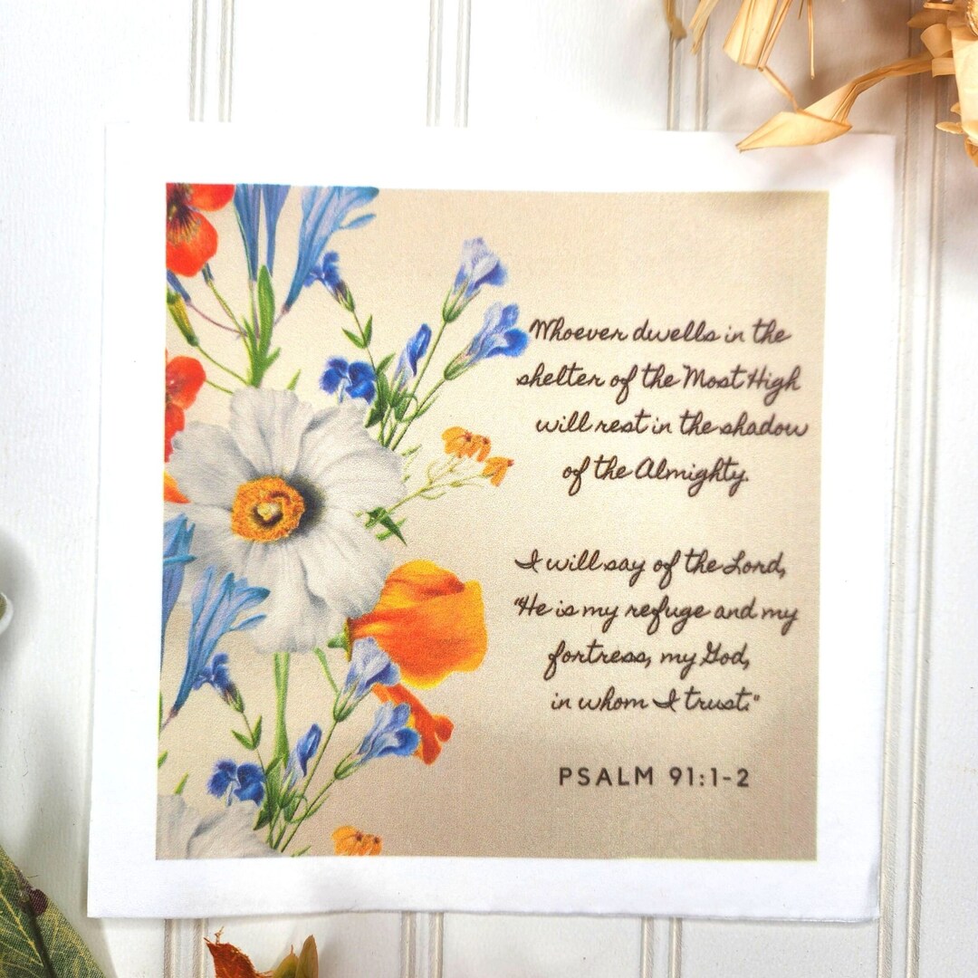 Psalms 9112, Bible Verse Napkins, Scripture Napkins, Napkins for