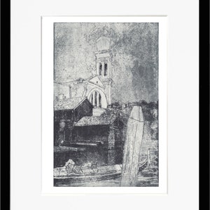 Venice - Chiesa San Trovaso - gondola builders - natural finds - original etching - small limited edition
