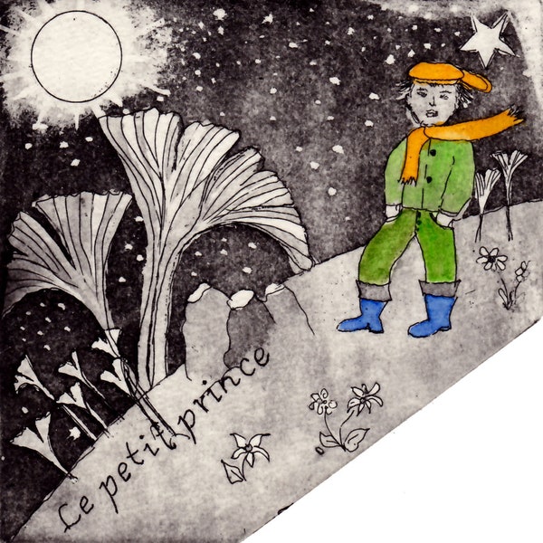 Der kleine Prinz - Le petit prince -  Original-Radierung Sammlerstück Druckgrafik - limitierte Auflage: signiert nummeriert Marlene Neumann