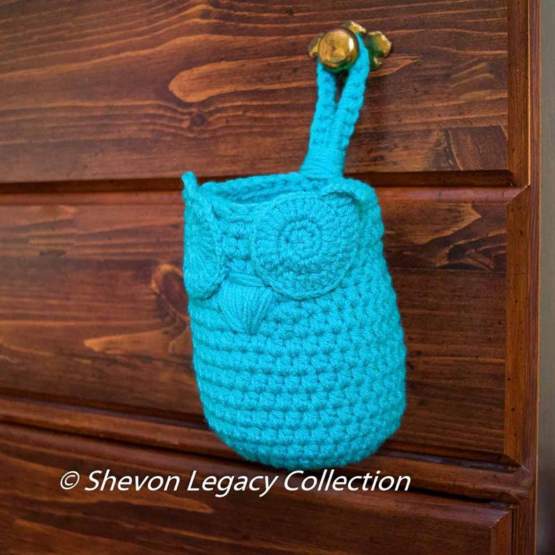 Crochet Pattern-Owl Hanging Storage Basket/ Crochet Hanging Basket Organizer Custom Colors image 5