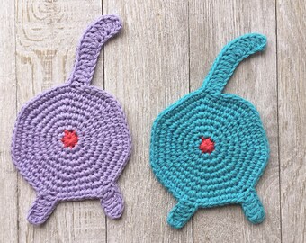 Cat Butt Coaster Crochet Pattern - Cat Butt Coasters -Kitty Cat Coasters - Cat Pattern - Coaster Pattern