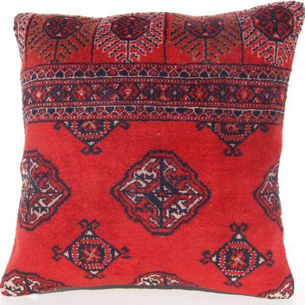 Decorative Turkoman Bukhara carpet pillow  cover wool hand knotted square D969 area rug 24"