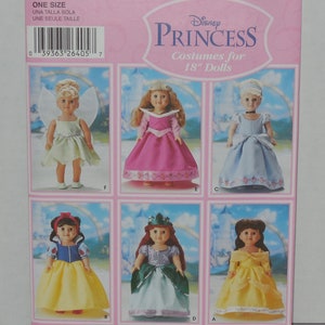 Simplicity 5705 Complete Uncut Factory Folds Sewing Pattern Disney Princess Costumes for 18&quot; Doll OS