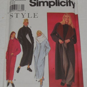 Simplicity Style 9029 Complete Uncut Factory Folds Sewing Pattern Misses&#39; Coat Size A XS S M L XL