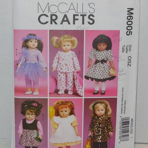 McCall&#39;s Crafts M6005 Complete Uncut Factory Folds Sewing Pattern Clothes for 18&quot; Doll OS