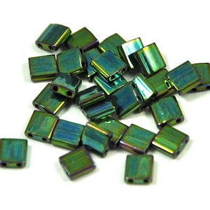 5g Miyuki® Tila 2 Hole Japanese Glass Seed Beads - Gold Lustered Metallic Green Iris - size: 5mm (MIYUKI-TL-0468)