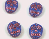 4pcs Czech Pressed Glass Beads - Skull - 16x13mm - Sapphire Fuchsia - 33040-54321 (CZB-63)