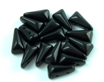 30pcs Vexolo 2-hole Pressed Beads 5x8mm VX022 Czech Glass Jet Black