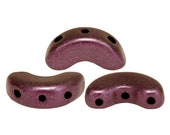 20 2pcs Arcos par Puca 3 Hole Czech Glass Beads - Metallic Mat Dark Violet - size 5x10mm (ARCOSPP-23980-94108)