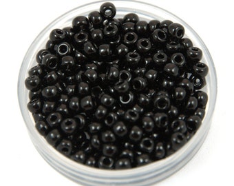 20g® Rocaille japonaise en verre perles de Rocaille Miyuki - Opaque noir - taille : 8/0 (MR-8-0401)