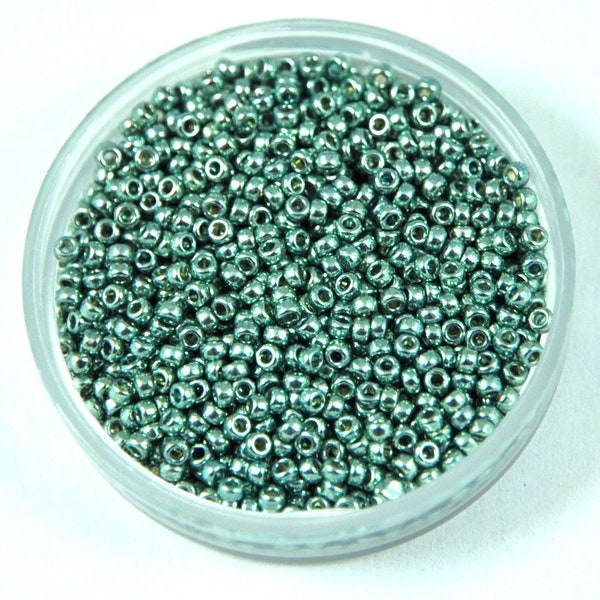 10g Miyuki® Round Rocaille Japanese Glass Seed Beads - Duracoat Galvanized Dark Sea Foam - size: 15/0 (MR-15-4216)