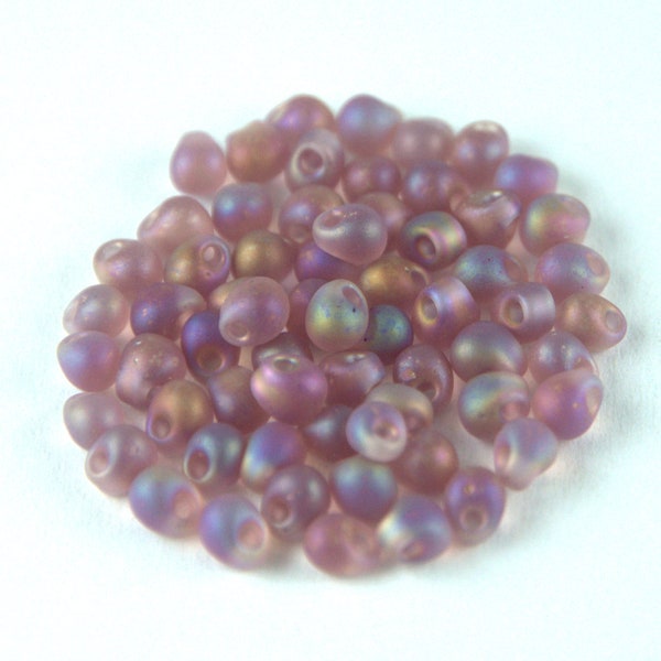 10g® goutte japonais verre perles de Rocaille Miyuki - givré-arc en-améthyste - taille : 3,4 mm (MIYUKI-goutte-3,4 mm-142FR)